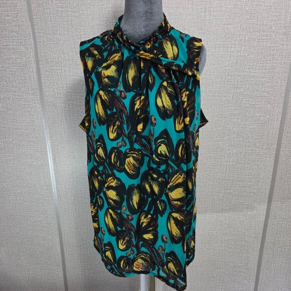 Worthington Flowy Sleeveless Blouse Multicolor Floral Design– Size 1X - Picture 1 of 9